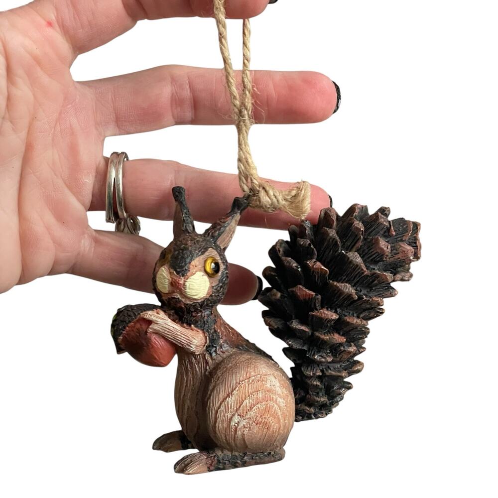Squirrel Pinecone Tail Christmas Ornament Rustic Woodland Cabin Polyresin?